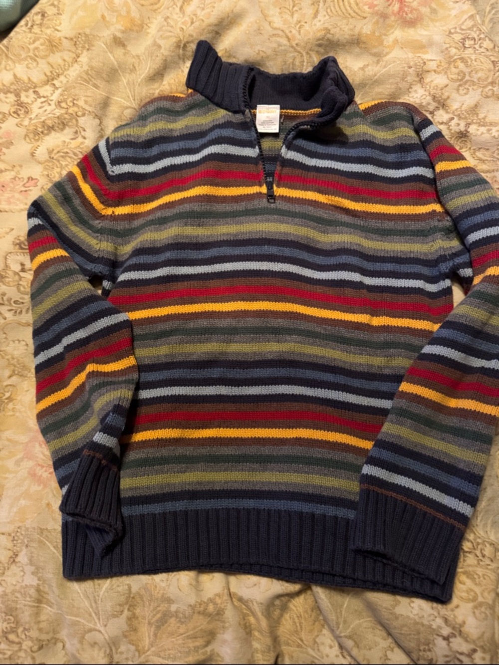 Gymboree Navy Multi-Stripe Quarter-Zip Sweater
